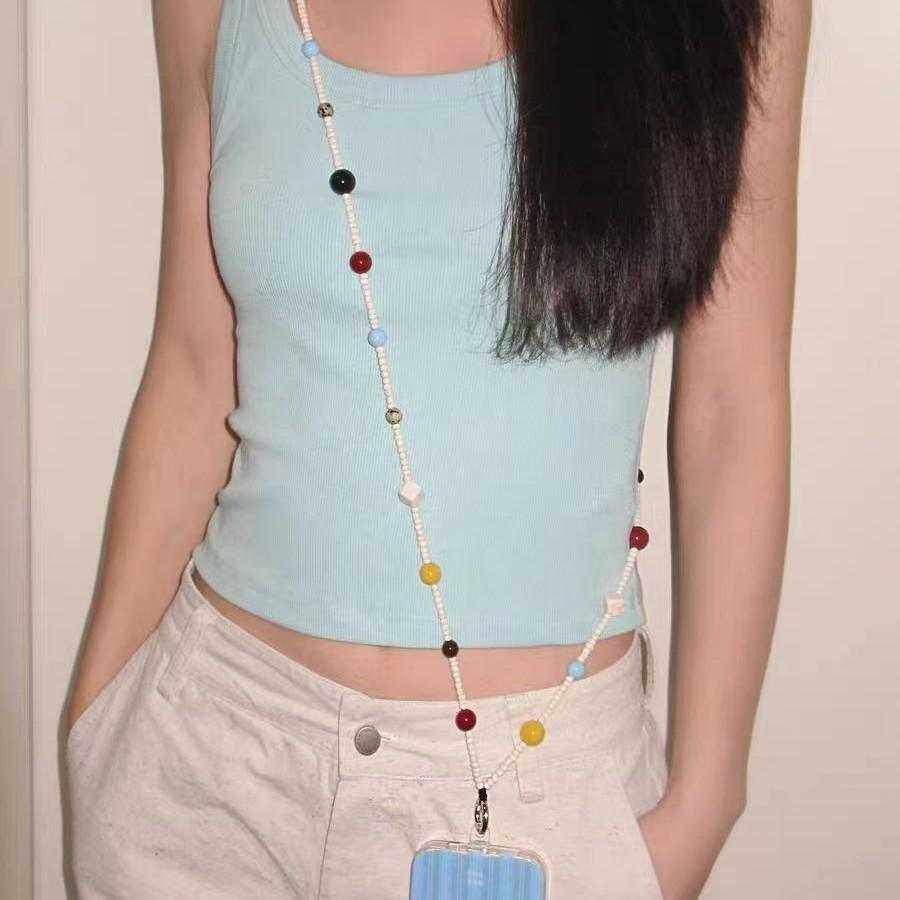 Pvc Phone Lanyard With Colorful Bead Design For Men And Women