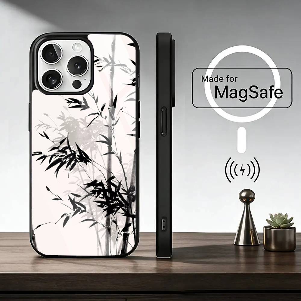 Chinese l-landscape Phone Case For iPhone17,16,15,14,13,12,11 Plus,Pro Magnetic For Magsafe Wireless Charging