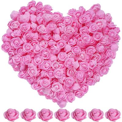 50/100/200Pcs 3.5cm Artificial Flower Foam PE Rose Heads DIY Valentine's Day Roses Wedding Candy Box Decoration Bride Accessory