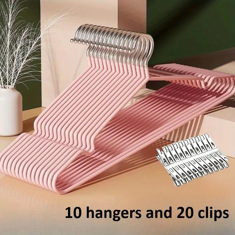 Upgrade Your Closet:10 Hangers and 20 Clips,Heavy Duty,Space Savers for A Tidy Home & Boutique Organization Bedroom Closets