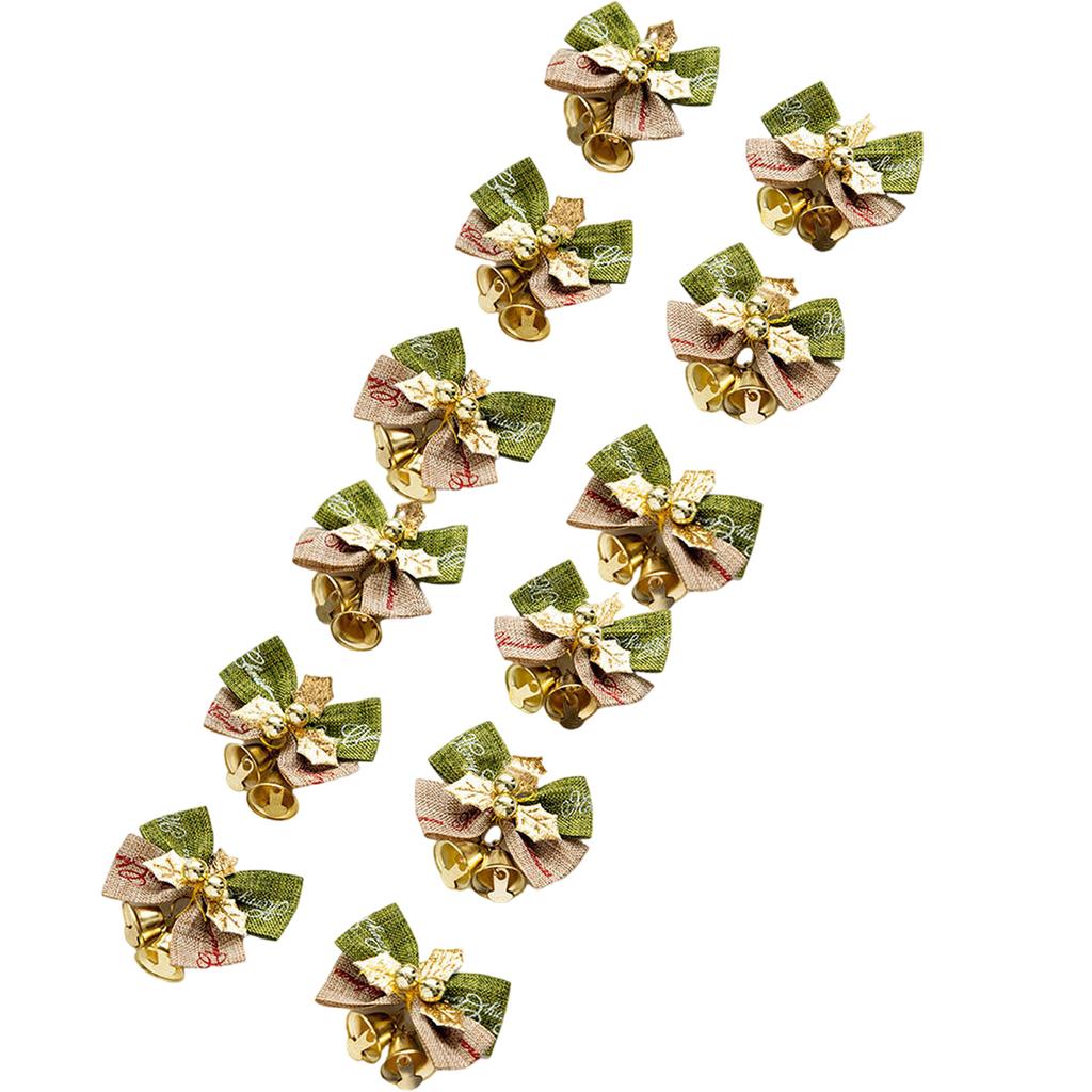 12 szt. Kokardki świąteczne z dzwoneczkami Kokardki jutowe Ozdoby do pakowania prezentów świątecznych Dekoracja ślubna