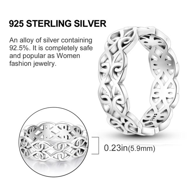 925 Sterling Silver Simple Zirconium Ring Twisted Cord Finger Ring Beaded For Women Luxury Fine Jewelry Gift Party