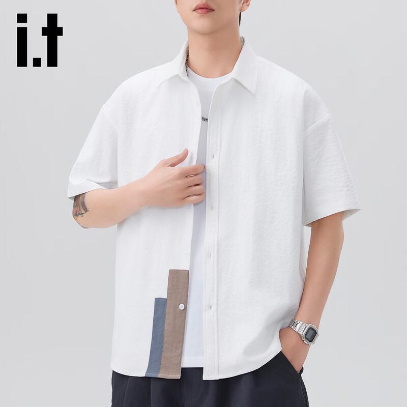 Izzueit Men's American Retro Ice Silk Quick-Dry Short-Sleeve Shirt