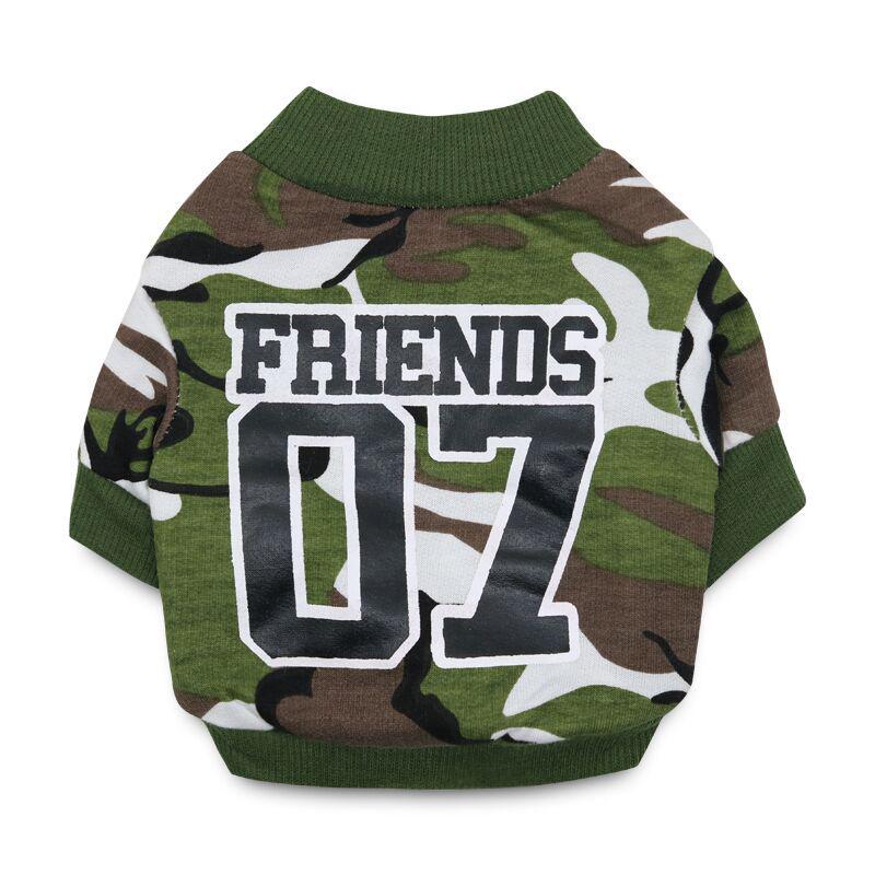 Pet Camouflage Raglan T-shirt No. 07 for Dogs & Cats - Small, Spring/Autumn Style