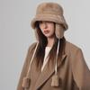 Solid Color Winter Fisherman Hat Anti-cold Plush Bucket Cap Ear Protection Cap  Outdoor