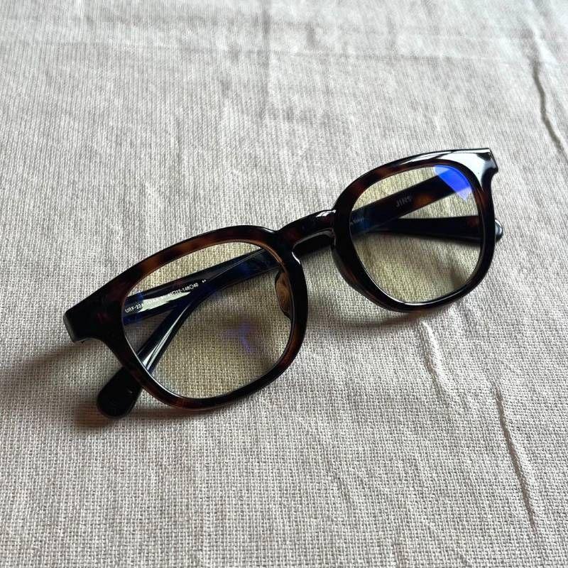 Used JINS Modern Bold Standard Trend URF-22A-161 4922-14840 Wellington Colored Sunglasses Tortoiseshell Marble Pattern Date Glasses Frame Integrated