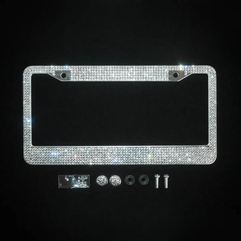 1/2Pcs 31*16cm Car Bling Crystal License Plate Frame Women Rhinestone License Plate Frame Cover Holder Car Accessories License Plate Covers Frames 6