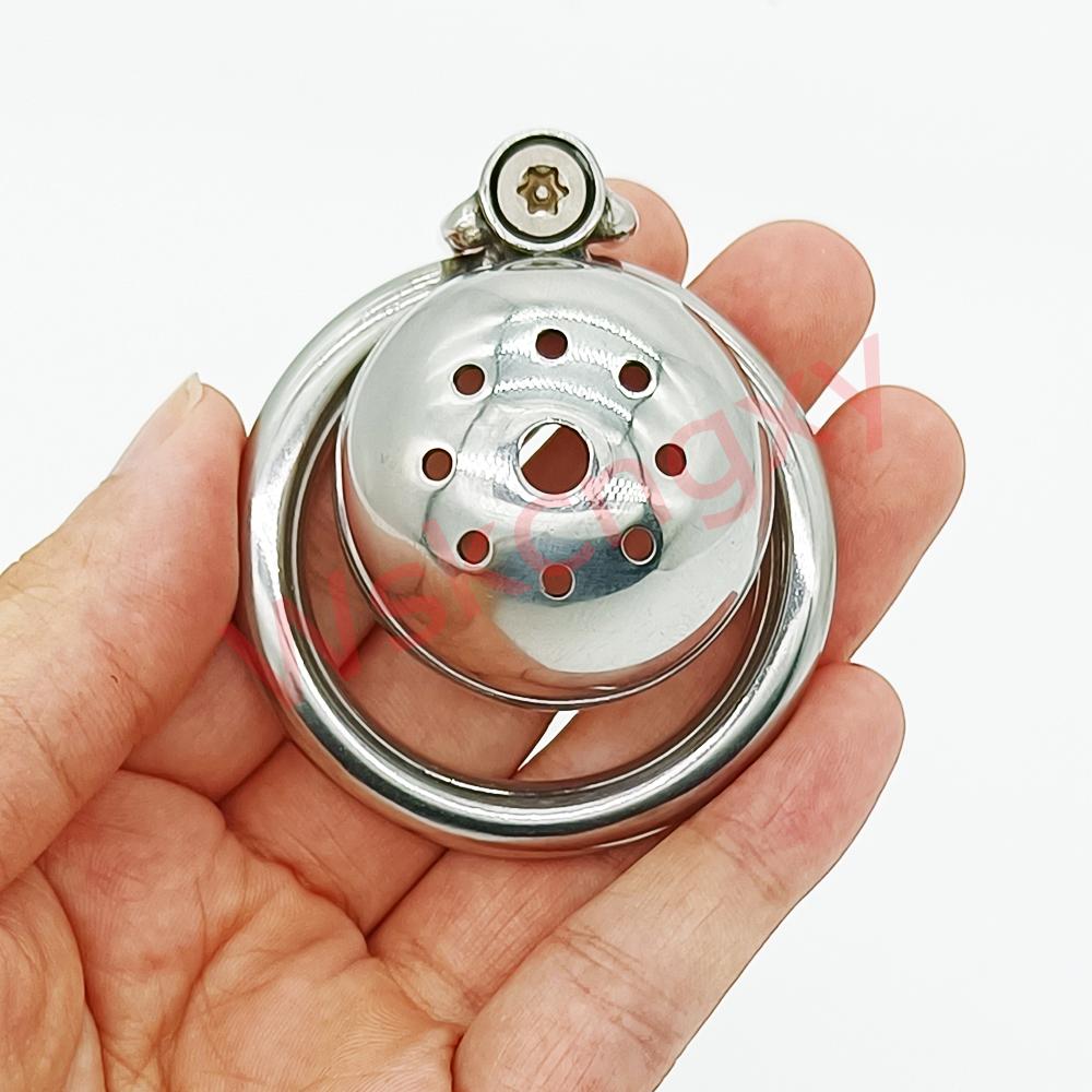 Screw Lock Stainless Steel Male Chastity Device Cock Cage with Arc Penis Ring Sex Toys for Men Urethral Lock Adult Game
