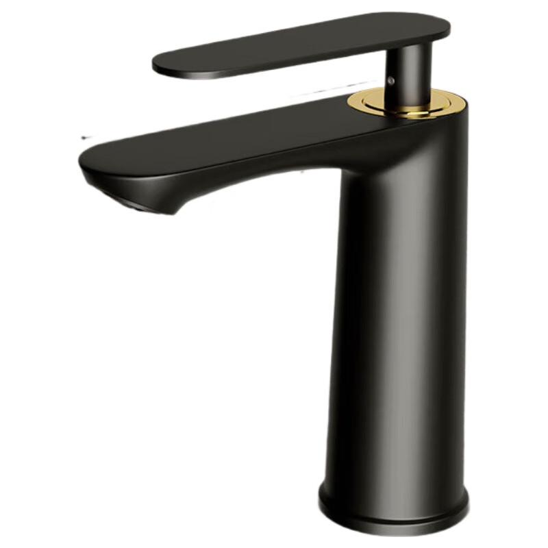 TLXT Black Flat Basin Faucet with Hot/Cold Water