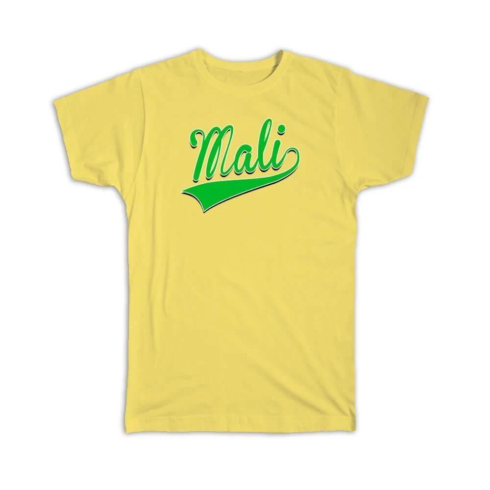 

Gift T-Shirt : Mali Flag Varsity Script Baseball Beisbol Country Pride Malian 4XL