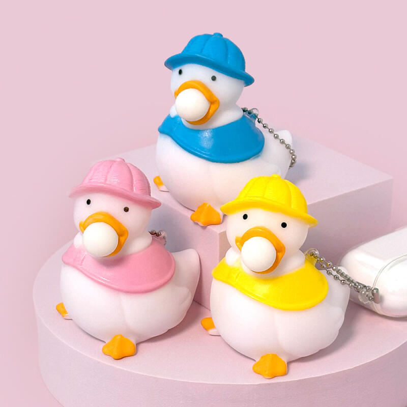 Balloon Blowing Duck Keychain