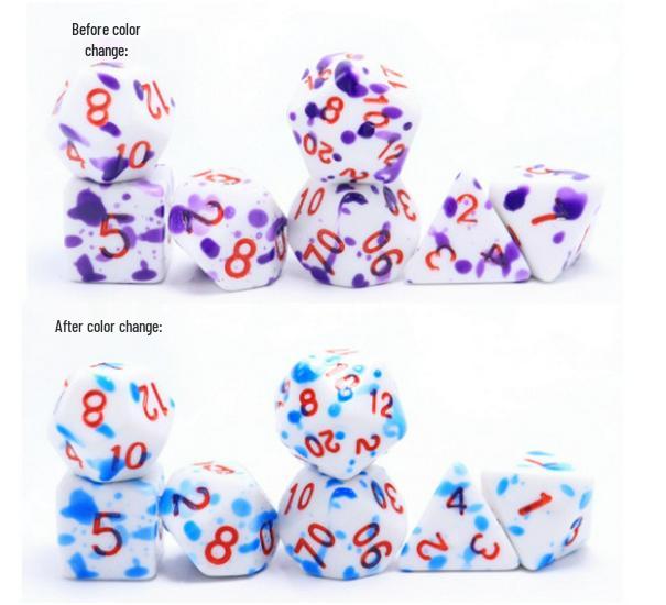 Temperature Sensitive Blood Spot Red & Colorful Earth Role-Playing Dice Set