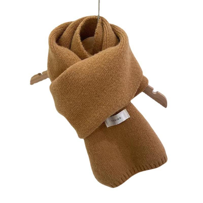 Scarf Female Winter Ins Wind Solid Color Knitted Warm Versatile Student Winter Small Scarf Male
