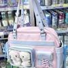 INS Kawaii Sweet Transparent Ita Boston Bag Large Capacity Anime Doll Display Shoulder Bag for Girls Students Daily Commute