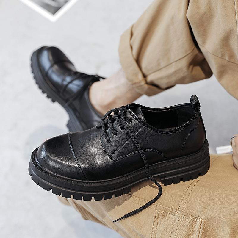 Men's Casual Business Wedding Formal Dress Original Leather Shoes Lace-up Platform Shoe Black Trendy Sneakers Gentleman Footwear