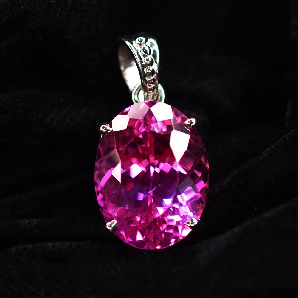 Natürlicher oval geschliffener rosa Rubin Anhänger 925 Sterlingsilber 29 ct Edelstein ZERTIFIZIERT my.pd-21-k