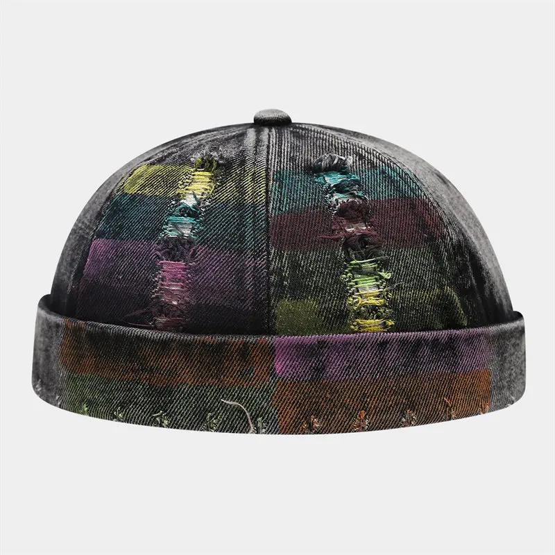 Frühling und Sommer Baumwolle Druck Docker Mütze Schirmlose Mütze Skullies Beanie Mützen Vermieter Matrosenmütze Herren und Damen 35