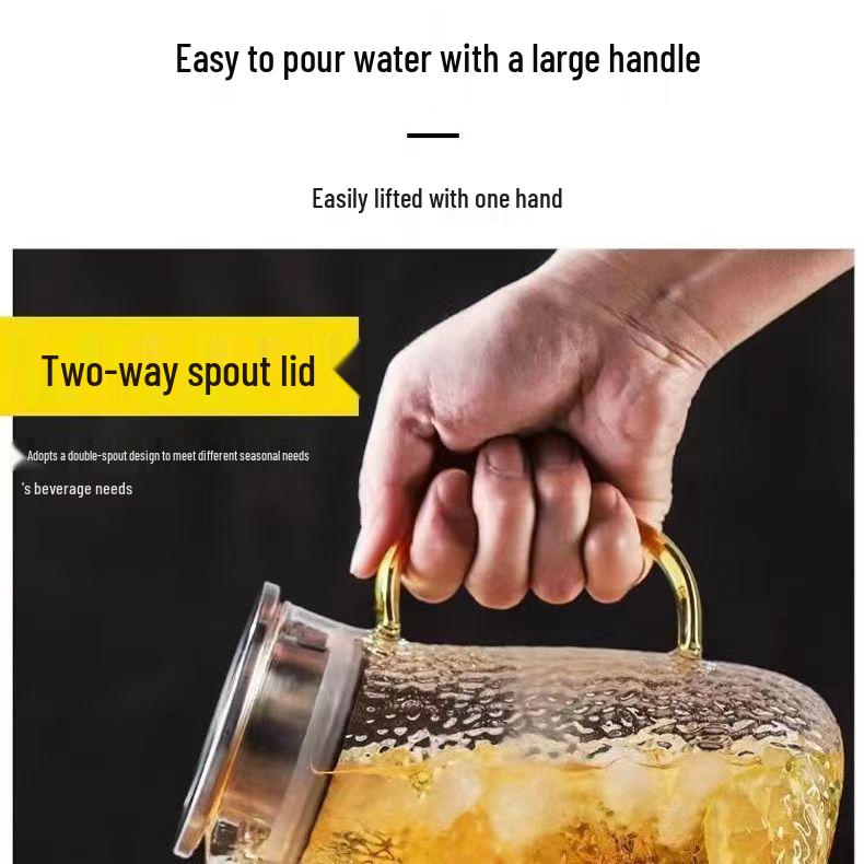 High-Temperature Resistant Hammered Texture Cold Water Kettle and Cup Set for Cold Drinks and Juice