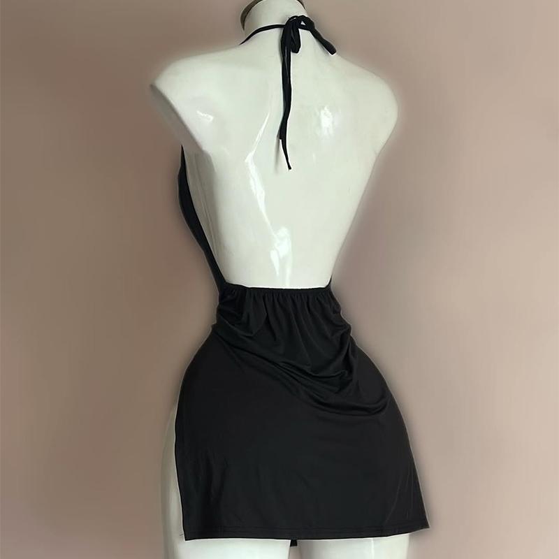 Women Sexy Side Slits Nightdress Fashion Backless Lingerie Underwear Exotic Bandage Sleepwear Vintage Sleeveless Summer Pajamas