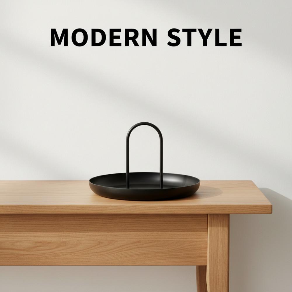 Aluminum Alloy, ABS Serving Tray Round Shape Storage Tray Home Decor Metal Tray  Dining Room Table чёрный