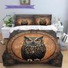 Retro Patterned Owl  Pattern Bedding Quilt Set Quilt Cover Pillowcase Home Decoration  Gift (1 * Duvet Cover + 2 * Pillowcase, Without Core)