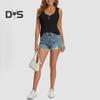 Women Vest U-Neck Sleeveless Button Down Camisole Blouse Slim Fit Basic Tank Tops Beach Office Party Wear