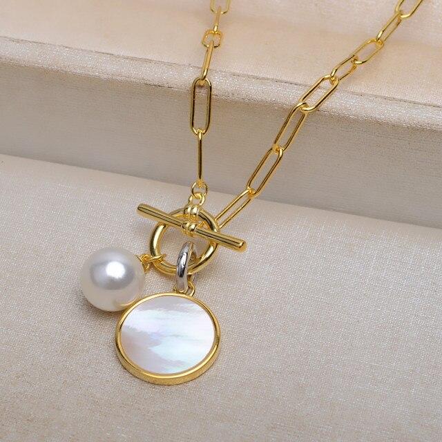 

Модное ожерелье с подвеской из настоящего натурального пресноводного жемчуга, 8 мм, из стерлингового серебра 925 пробы, изысканные свадебные украшения для женщин 45cm