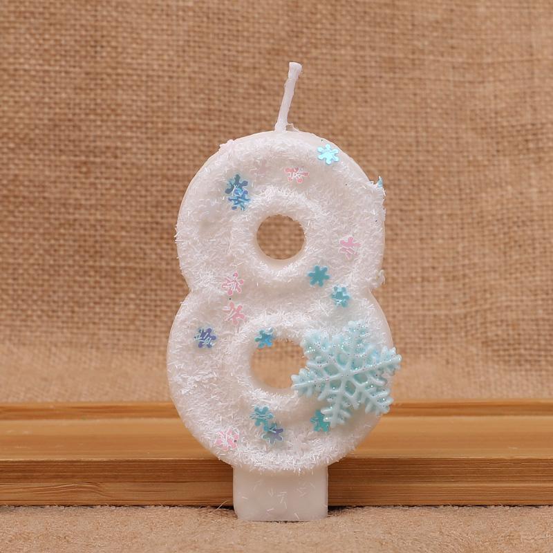Glitter Snowflake Number Candles Kids Girls Frozen Birthday Party Cake Topper Decoration Supplies 0-9 Digital Baby Shower Gift