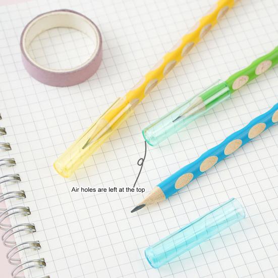 30Pcs/Set Pencil Cover Assorted Colors Clear Vent Hole Heavy Duty Mini Protective Plastic Kids Wooden Pencil Extender School Supplies