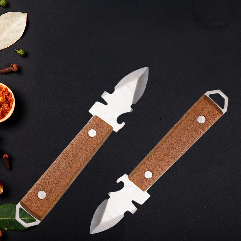 Shell Prying Tools Home Kitchen Multifunction Stainless Steel Oyster Knife Commercial Wooden Handle Scallop Oyster Shell Opener