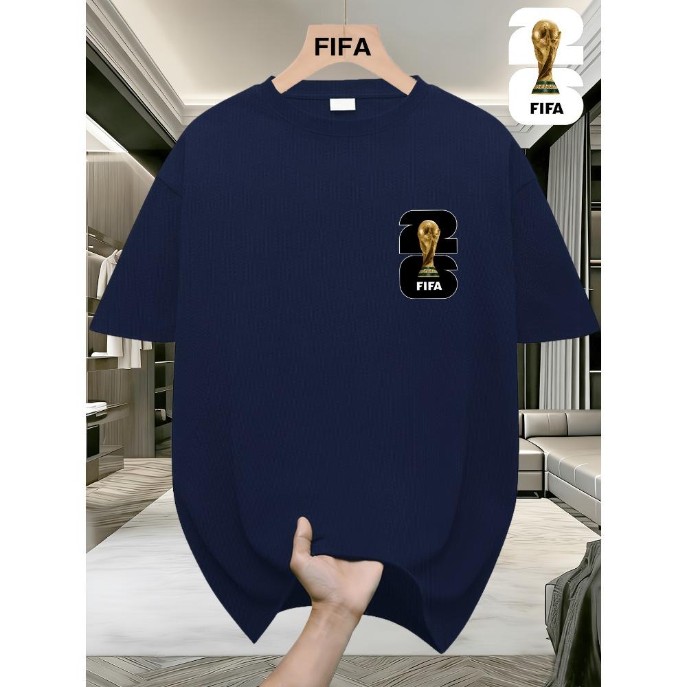 FIFA World Cup Football Men's Fashionable Short-sleeved T-shirt with a US, Canada and Mexico Themed Print. A Casual and Comfortable Summer T-shirt