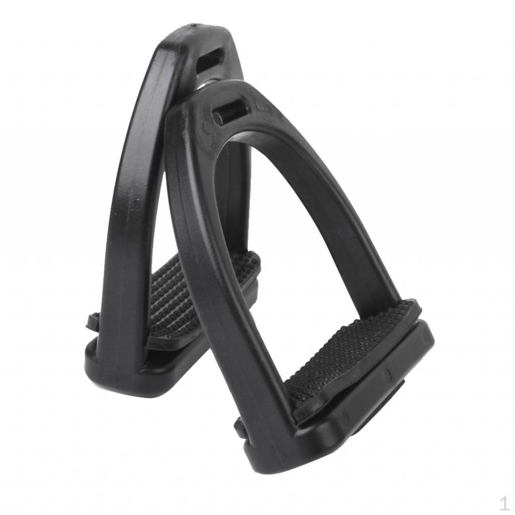 

1 Pair Stirrups Horse Riding Equestrian Black Rubber Treads