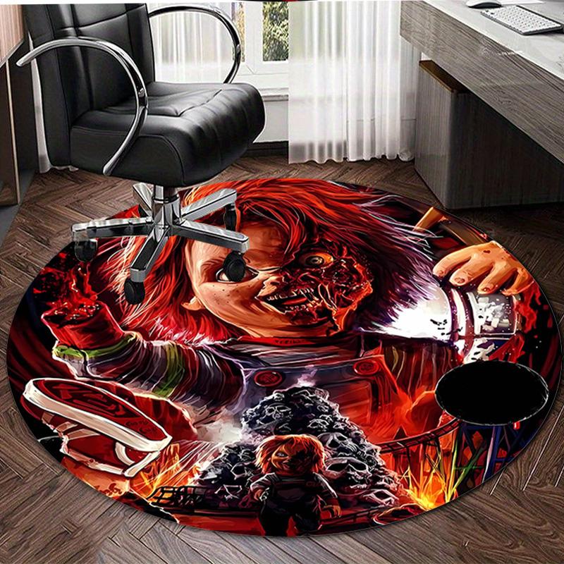 1pc Chucky1 Design Printed Area Round Carpet for Bedroom Living Room Home Decor Rugs Mat Non Slip Mat Rug for Bedside