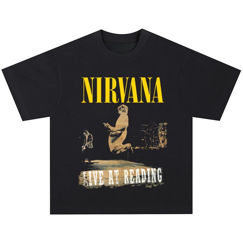 Nirvana Live At Reading Band Graphic Black T-shirt XXXL