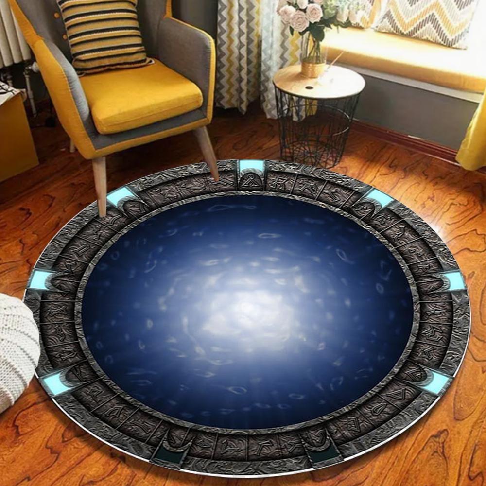 

Portal Pattern Circular Carpet Illusionary Artistic Pattern Carpet Technology Futuristic Living Room Bedroom Decoration Rug 60cmx60cm