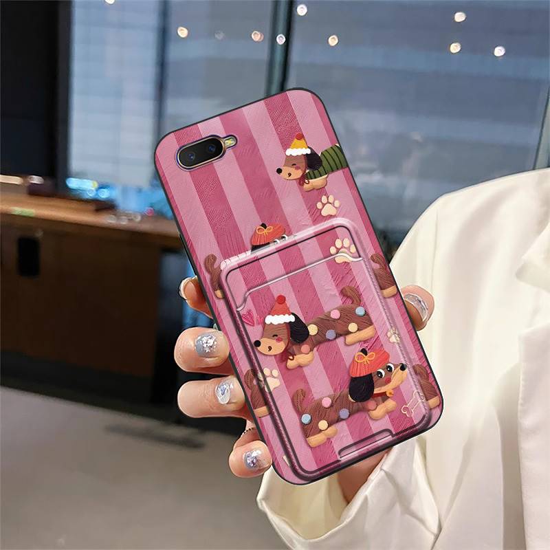 Back Cover Soft case Phone Case For OPPO K1/AX7 Pro/R17 NEO/R15X/Reno A Card bag Cartoon Full wrap Card sleeve Cute TPU