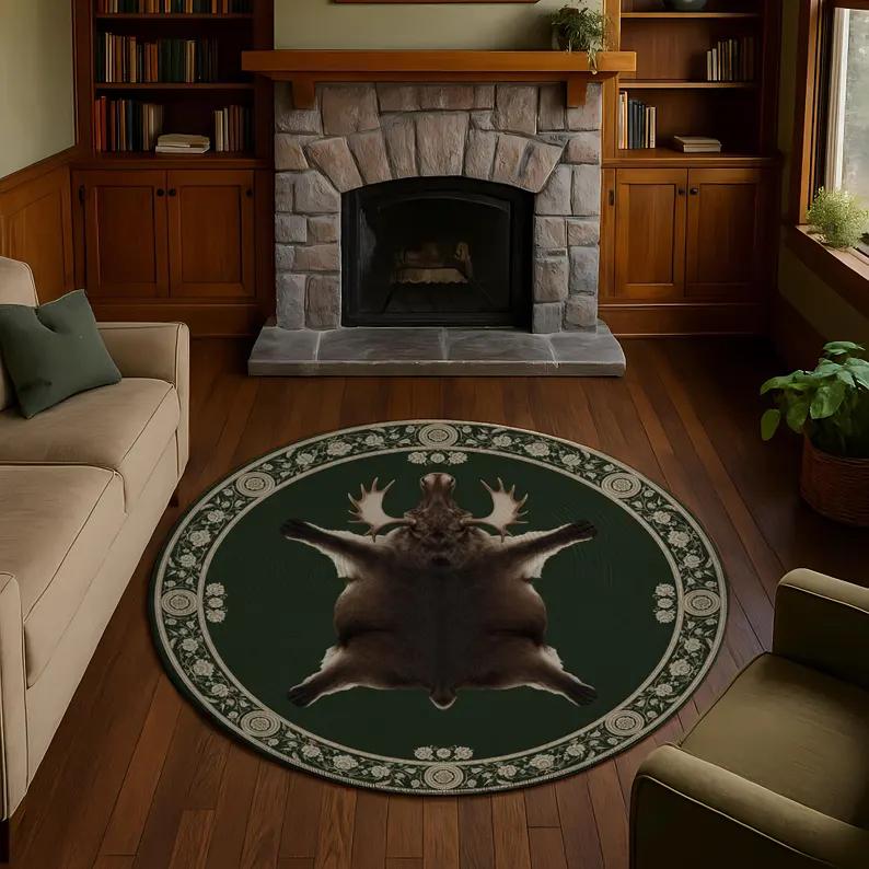 Elk Forest Carpet 3D Visual Illusion Decoration Anti Slip Mat Home Living Room Kitchen Bathroom Bedroom Decoration Rug