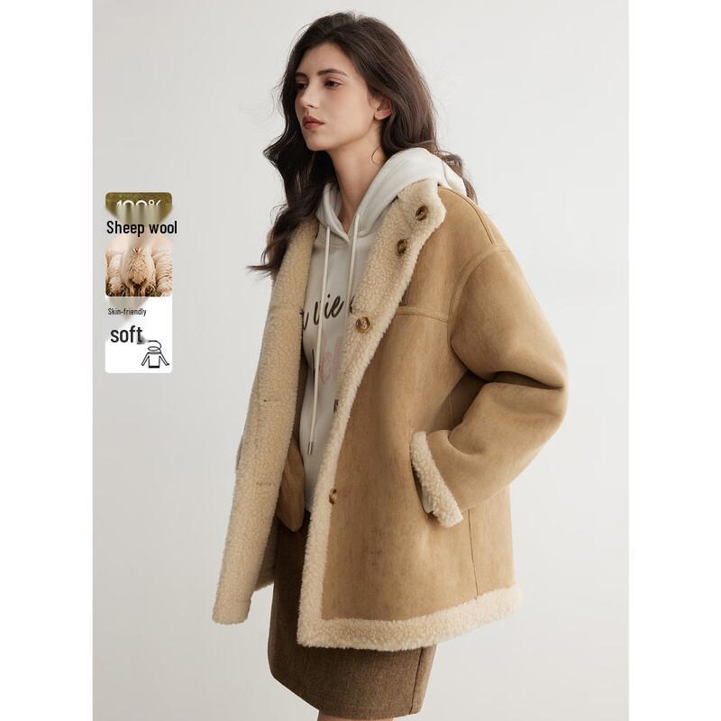 ELLE French Retro Suede Plush Short Coat M