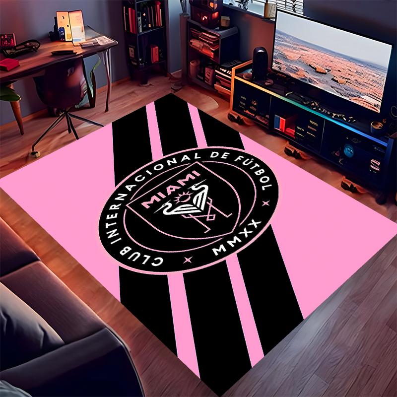 1pc Inter Miami CF Print Area Rug - Soft,Washable Non-Slip Indoor Mat for Office Chairs,Living Room,Home Office Decorative Rug