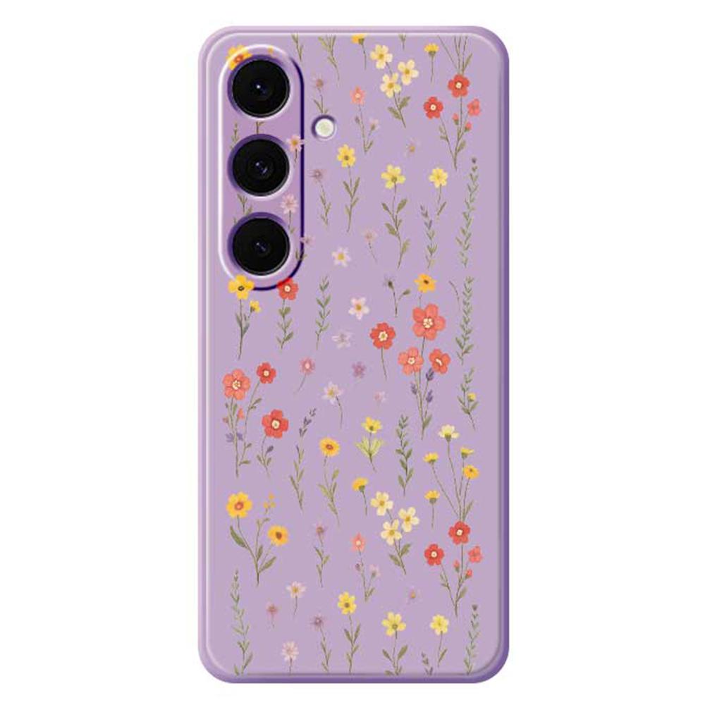For Samsung Galaxy S24 FE Case Flowers and Grass Pattern Printing Straight Edge TPU Phone Back Cover