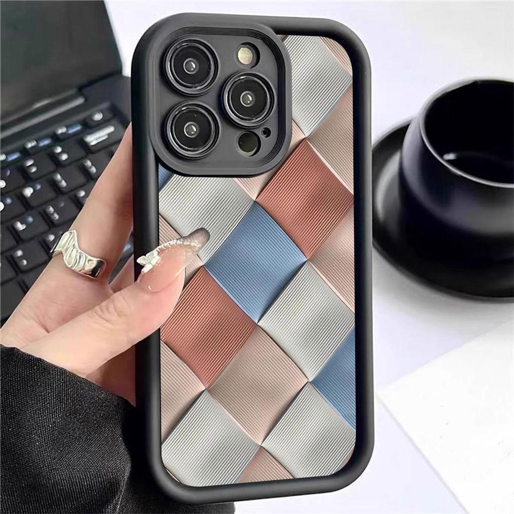 Colorful Diamond Block Step Groove Phone Case for iPhone 15/16/17 Pro Max