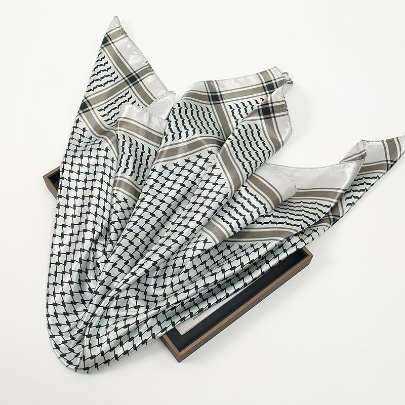 Satin Square Scarf Women Paisley Hijab Elegant  Print Silk Neckerchief Shawl Wraps Headband Handle Hair Accessories Bandana