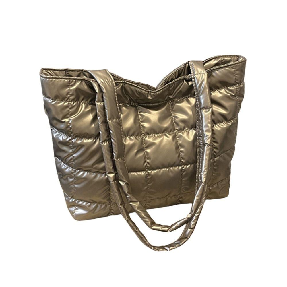 Fashi Solid Color Shoulder Bags Large Capacity Down Cott Padded Women Handbags Underarm Bags Winter