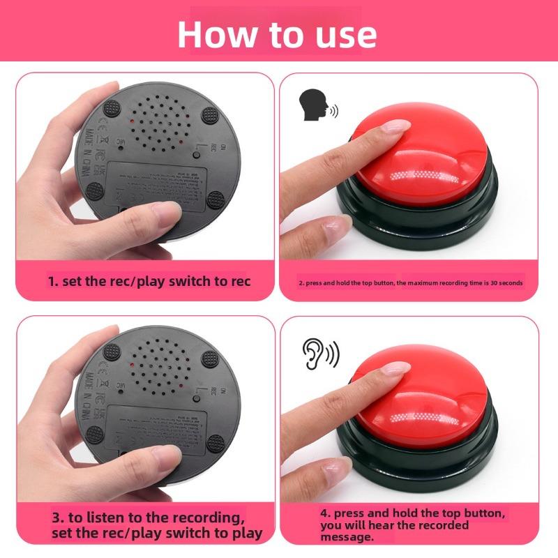Pet Communication Button, Dog Training Recording Button, Sound Generator for Dog Toys, Cat Electronic Keypads