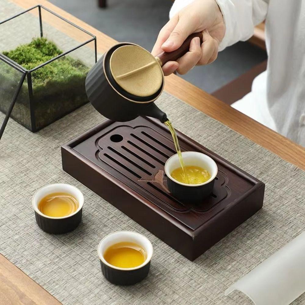 Natural Bamboo Chinese Tea Tray Rectangular Tea Storage Tray Mini Tea Drainage Board  Tea Room