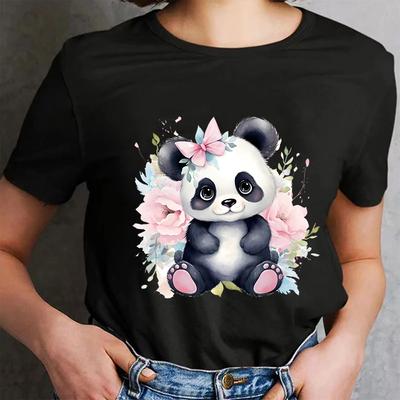 Cute Panda Printed TShirt Unisex Summer Short Sleeve Y2k Tops Fashion Hip Hop Tee Clothes Breathable Comfortable Casual T Shirt