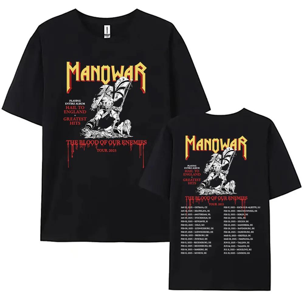 Manowar Hip Hop Band Print Tshirts The Blood Our Enemies Tour 2025 Tees Short Sleeve Women T-shirt Women Clothes Graphic Shirt