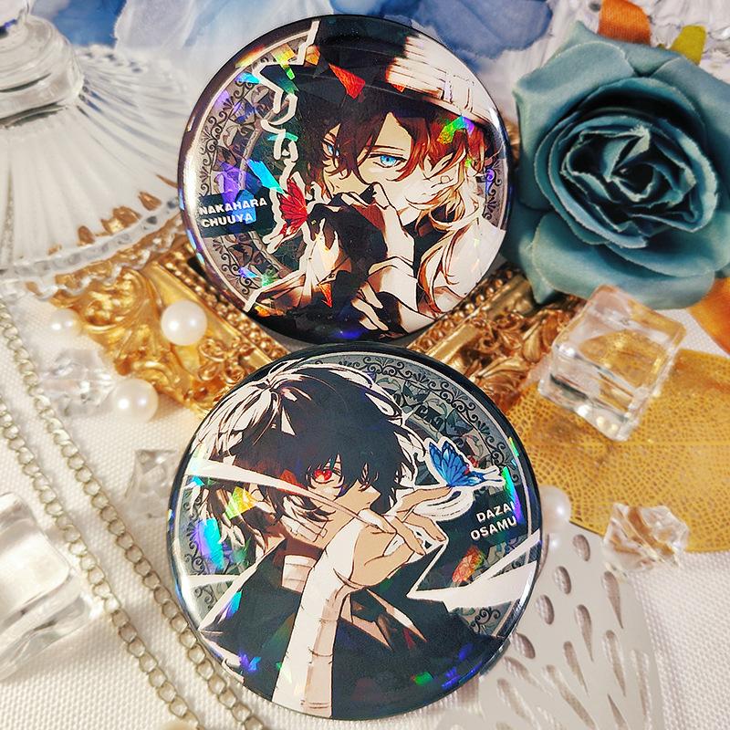 58mm Badges "Bungo Stray Dogs" Anime Character Pin: A Finely Crafted Tinplate Badge, Perfect for Role-playing Accessories and Jewelry.