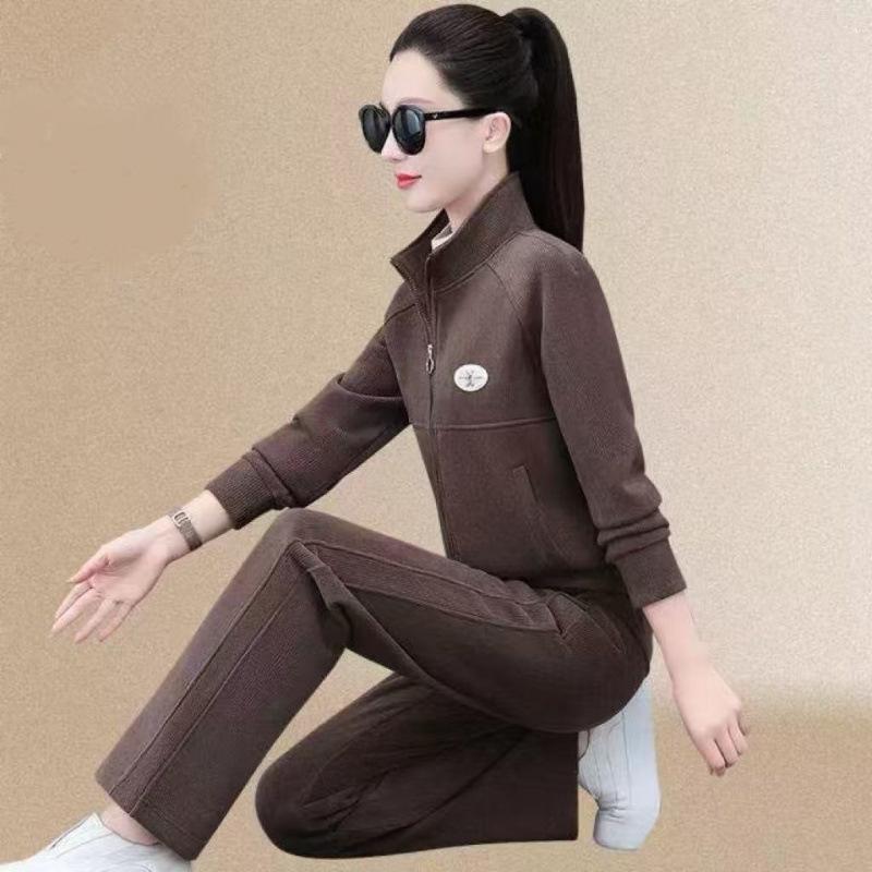 Thick Velvet Casual Sportswear Suit for Women Autumn and Winter Small Cardigan Sweatshirt Sweatpants Two-piece Set