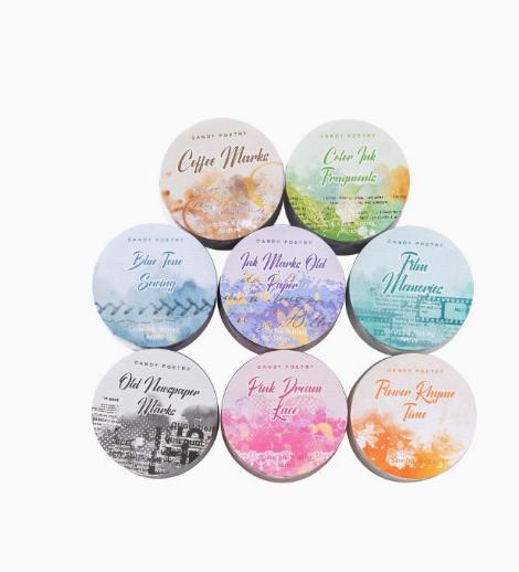 

8pcs/1lot Decorative Adhesive tapes Ink and Words masking tapes Junk Journal Scrapbooking stikcers DIY Paper Japanese